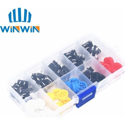 25PCS Tactile Push Button Switch Momentary 12*12*7.3MM Micro switch button + 25PCS Tact Cap(5 colors)