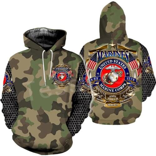 Tessffel America Marine Camo Skull Pullover Soldier Army NewFashion Harajuku 3DPrint Zip/Hoodie/Sweatshirt/Jacket/Men/Women B-16