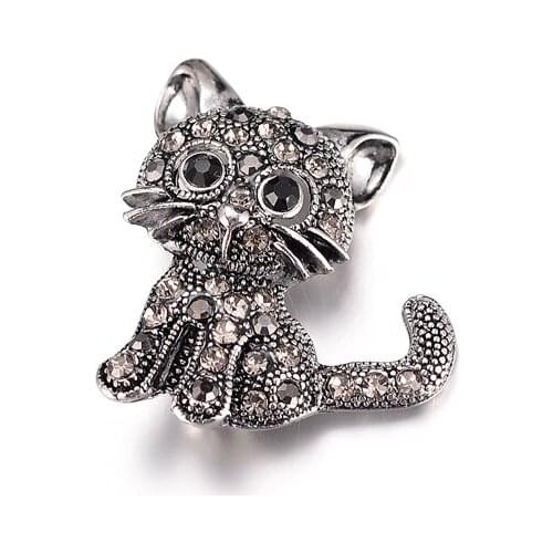 Vintage Black Crystal Cute Cat Brooch Pins Cat Brooches For Women Rinestone Brooch Beautiful Brooch For Best Gift Accessories