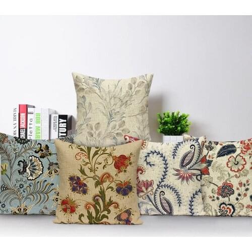 Vintage Home Decor Cushion Covers Flower Floral Pillowcase for Sofa Nordic Throw Pillow Covers 45 X 45 Cm Quality Linen Pillows