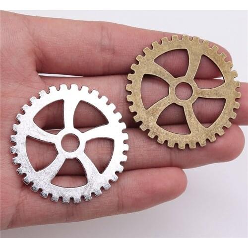 WYSIWYG 3pcs Big Gear Steampunk Pendant Charms Jewelry Making Jewelry Finding Antique Silver Color Antique Bronze Color 40mm