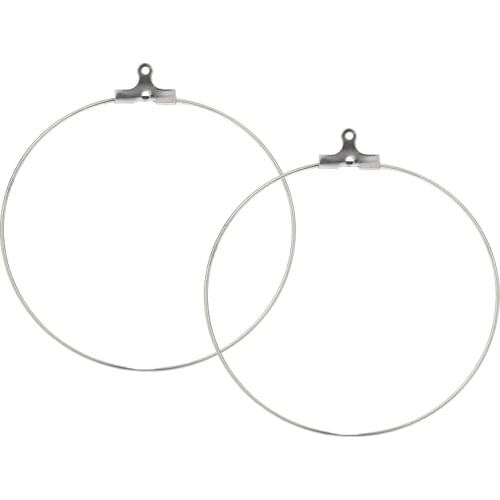 60pcs 45mm Stainless Steel Ear Wire Earring Hooks DIY Hoop Earrings Accessories Dangle Connector Charms Jewelry Making