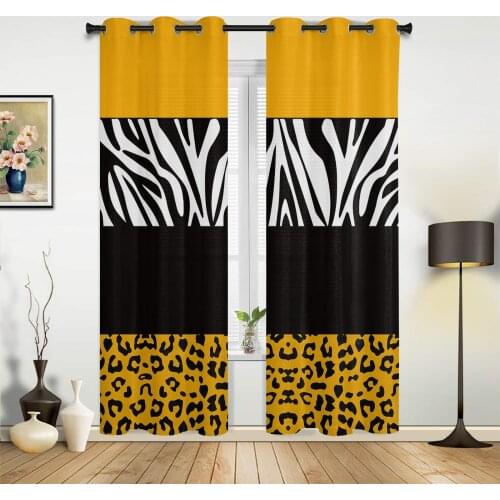 Yellow Leopard Zebra Stripes Curtains for Bedroom Kids Room Living Room Window Curtain Luxury Curtains for Kitchen