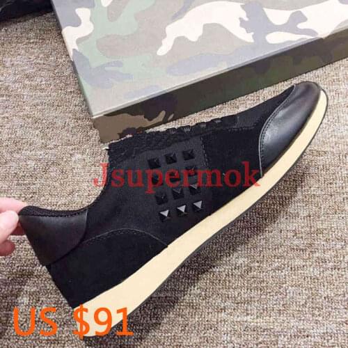Autumn Brand Flat Retro Stud Platform Sneakers Breathable casual shoes With Rivets Genuine Leather Female Footwear