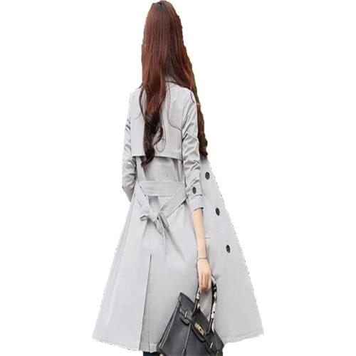 Women Clothes 2019 New Spring Autumn Long Sleeve Slim Medium Long Oversize Trench Fashion Ladies Double Breasted Casual Coat