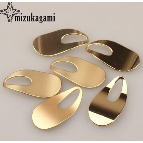 10pcs/lot 34*18MM Zinc Alloy Gold Fashion Geometry Distorted Water Drop Hollow Charms For DIY Earrings Jewelry Accessories