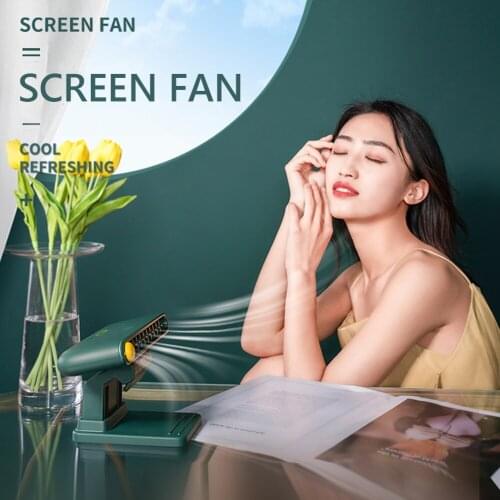 2021 New Display Screen Hanging Fan USB Rechargeable Laptop Screen Portable Fan Office Desktop Mobile Phone Holder Cooler Fans