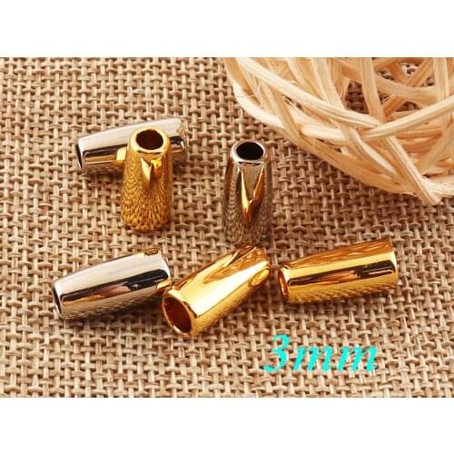 30 Pcs Gold/Silver Metal Craft Cord Locks End Tips,Rope End Connector Buckle Replacement DIY,Cord End Buckle Cap Rope Buckle-3mm