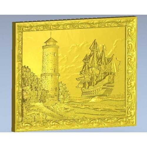 3d model relief for cnc in STL file format Panno_Lighthouse