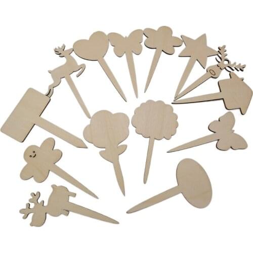 5 Pcs Wood Gardening Flower Cards DIY Cake Card