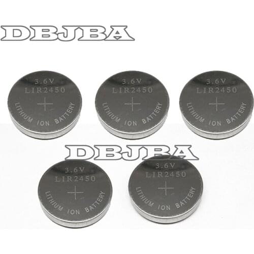 5pcs/pack 3.6V LIR2450 Rechargeable Batteries 120mAh 500 Times Recycling Lithium Coin Cell Button Battery Replaced CR2450