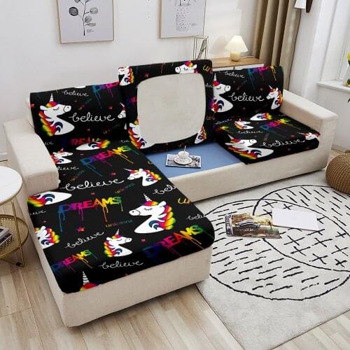 Cartoon Unicorn Panda Sofa Seat Cushion Cover Furniture Protector Elastic Sofa Cover Stretch Washable Removable Slipcover