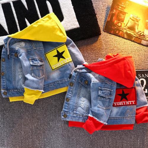 Denim Jackets For Boys Autumn Trench Childrens Clothing 3-8Y Hooded Outerwear Windbreaker Baby Kids Jeans Coats