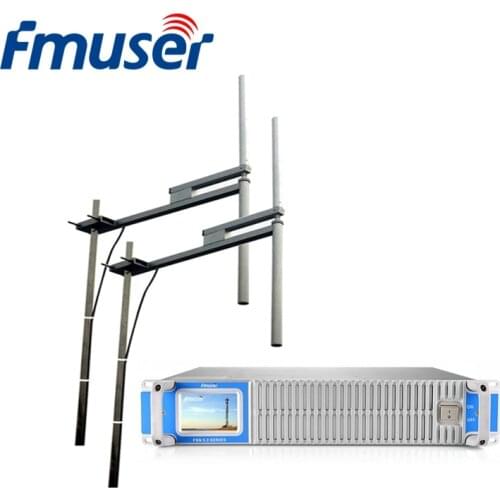 FMUSER FSN-2000T 2000W Compact Solid State FM Broadcast RadioTransmitter+2 Bay FU-DV2 FM Dipole Antenna+30m Cable
