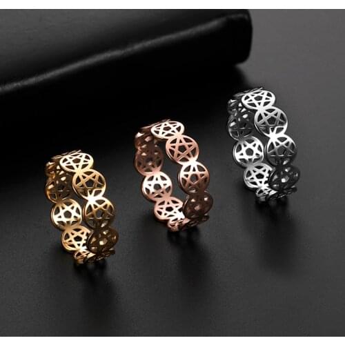 Skyrim Women Pentagram Ring Silver Color Stainless Steel Star of David Jewish Finger Ring Amulet Anniversary Party Jewelry Gift