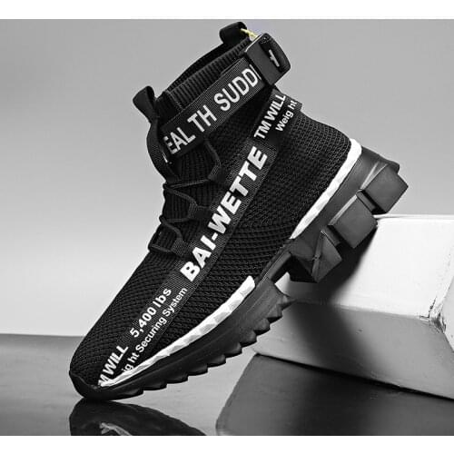 Fashion Flying Woven Sock Shoes Men High Top Chunky Sneakers Men Damping Non-slip Shoes Men Casual Shoes Zapatos Hombre