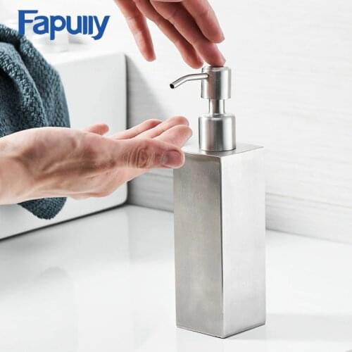 Kitchen Soap Dispenser Round Pump Brushed Nickel Mirror Dispensers Bathroom Accessories Shampoo Countertop Liquid Container P238