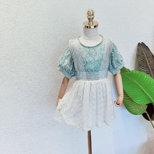 Summer 2020 Casual Solid Clothes Lace Girls Clothes High Quality Fashion Kids Clothes