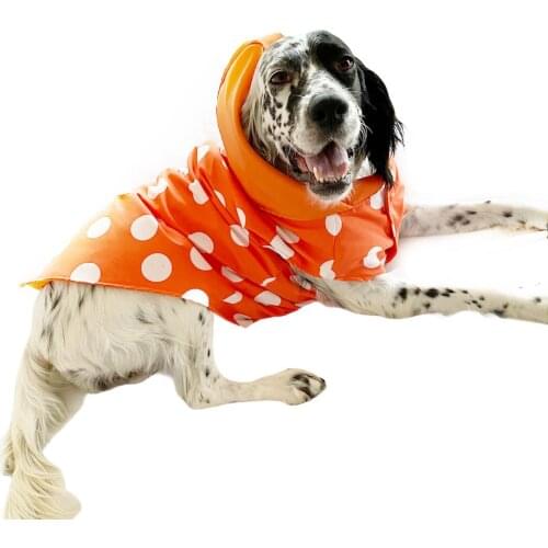 Mega Orange Dots Dog Raincoat with Hood, Raincoat for Medium and Large Breeds, Dog Fashion, dog Dress, Pet Clothes, Dog Clothes