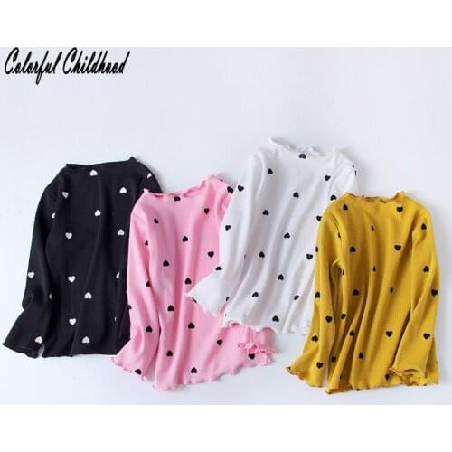 Sweet girls shirt autumn Children blouse full heart print girls blouse slim Turtleneck baby girls long sleeve tops baby clothes