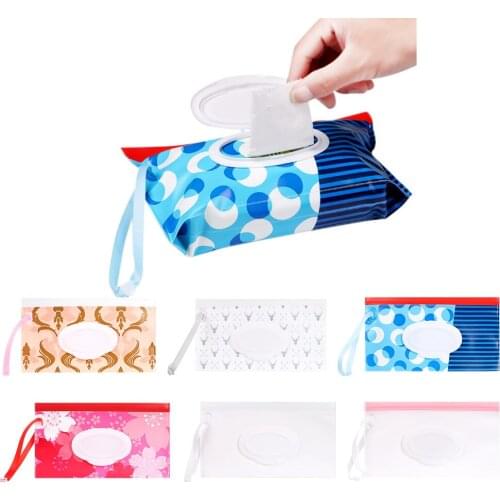 1PC Fashion Wet Wipes Bag Wipes with Easy-Carry Snap-Strap Portable Flip Cover Cosmetic Pouch Tissue Box Baby Accessories