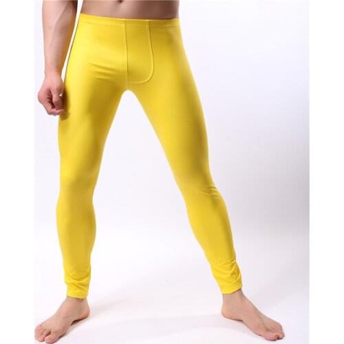 Fashion Faux Fur Fitness Skinny Pants Mens Sexy Stretch Leggings Pants Male Underwear Faux Leather Trousers Long Trousers