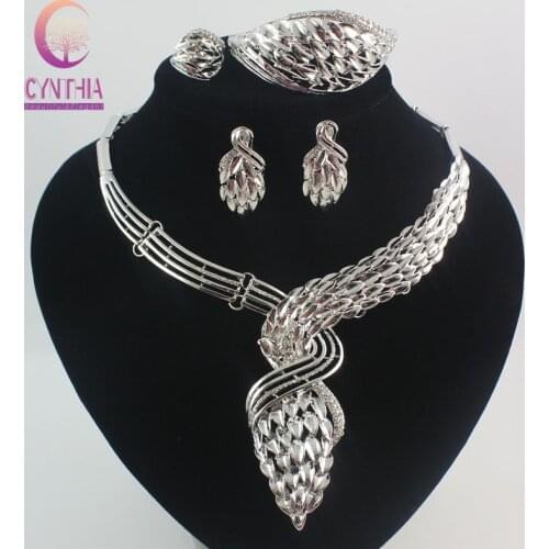 Fashion African Costume Jewelry Sets Crystal Wedding Women Bridal Accessories nigerian Necklace Set