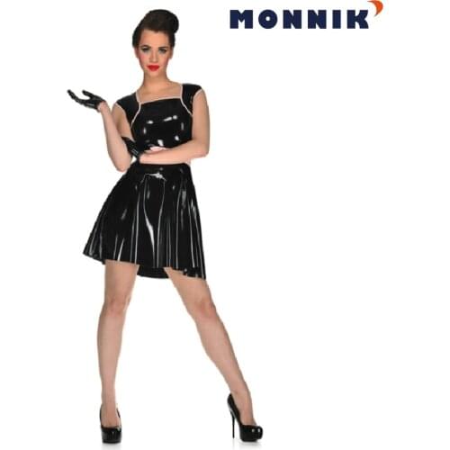 MONNIK latex Sexy Latex Dress Rubber Gowns with Belt Gummi 0.4mm Club Wear Customize Service