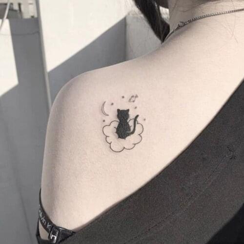 2pcs Cartoon Temporary Tattoo Cute black cat Tattoo Sticker Women Girl Body Waterproof Tattoo Body Art Supplies Cheap Wholesale