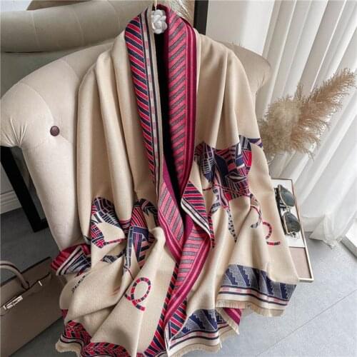 Soft Echarpe Thick 180*65cm Warm Print Winter Cashmere Scarf Women Hijab Blanket Shawl Wrap Foulard Female Bufanda 2021 Pashmina