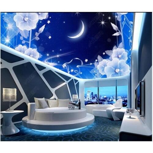 Custom photo wallpaper 3d ceiling murals wallpaper Fantasy starry sky moon living room zenith mural ceiling fresco wall papers