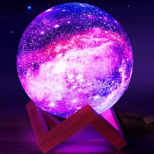 3D Print Star Moon Lamp Colorful Change Touch Night Lamp Home Decor USB Rechargeable Led Night Light Remote Control 16 Colors