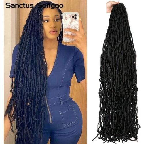 Nu Faux Locs Crochet Hair 36 Inch Pre-Loop Wavy Faux Locs Crochet Hair African Roots Dreadlocks Hair For Women Sanctus Songao