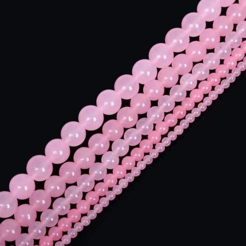 New Arrival Round Dyed Pink Natural Stone Loose Beads For Jewelry Making DIY Bracelet 4mm/6mm/8mm/10mm/12mm Strand 15