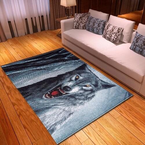 New printed carpet, Nordic wolf 3D cartoon cartoon animal bedroom, children soft toy carpet, foam foam carpet