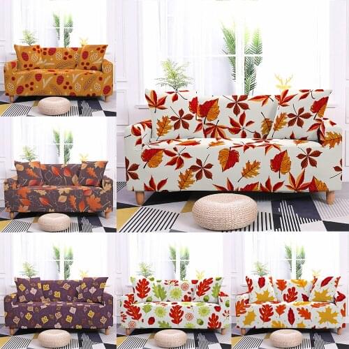 Autumn Leaf Sofa Cover For Living Room Modern L Sofa Slipcover Tight Wrap 1/2/3/4 seater Non-slip Spandex Stretch Sofa Cover