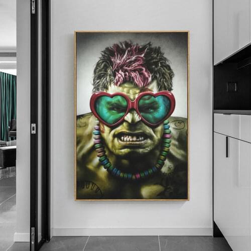 Disney Posters and Prints Marvel Moive Poster Graffiti Art Painting on Canvas Wall Art Big Boss Hulk Pictures for Room Decor