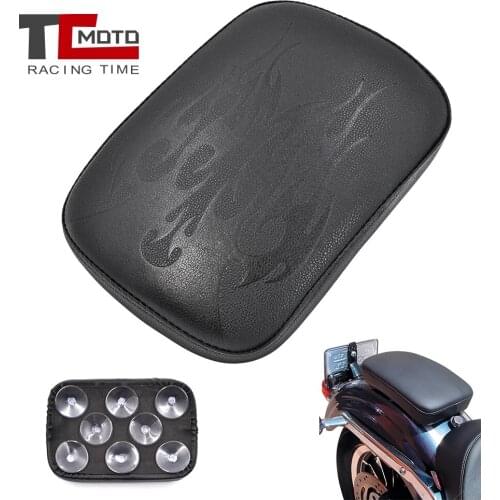 Flame Style Motorcycle Rear Passenger Cushion Pillion Seat Pad Suction Cups For Harley Dyna Sportster Softail Touring Chopper