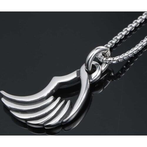 Simple Creativity Angel Wing Pendant Silver Color Titanium Steel Pendant Mens Womens Fashion Punk Party Jewelry Accessories