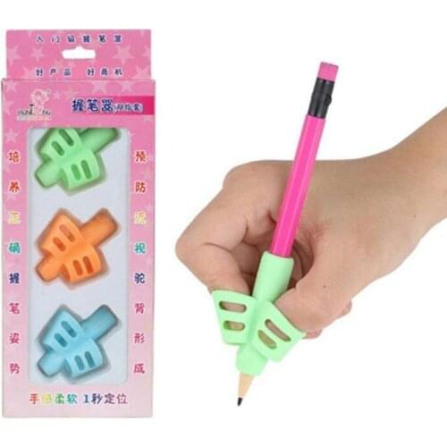Pen Grips Two-finger silicone Three-color mixing Student stationery writing posture corrector Pencil cover love writing