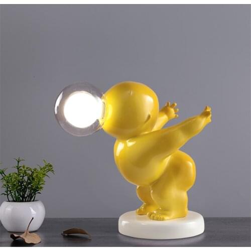 Nordic Cartoon Resin Cute Baby Table Lamp Childrens Room Bedroom Bedside LED Fixtures Dining Living Room Decoration Table Light