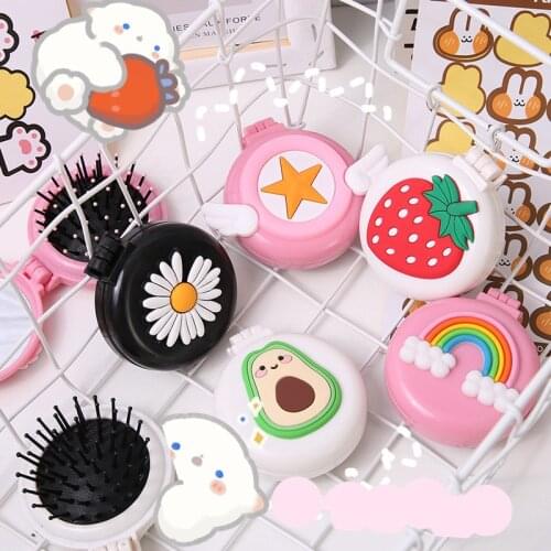 Card Captor Sakura cosplay Folding air bag comb cartoon portable plastic air cushion head massage comb with makeup mirror
