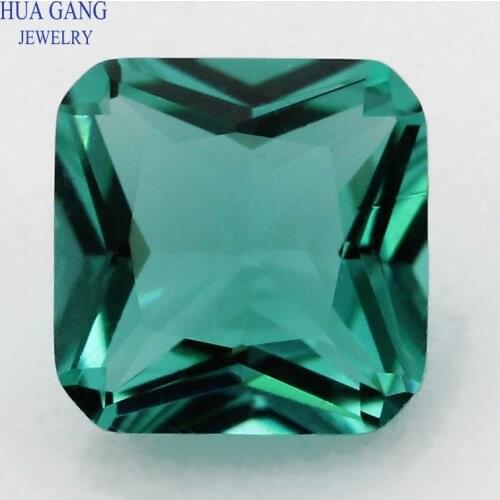 Light Green Square Cut Shape Princess Cut Loose Glass Beads Synthetic Gems For Jewelry Size 3x3~12x12mm