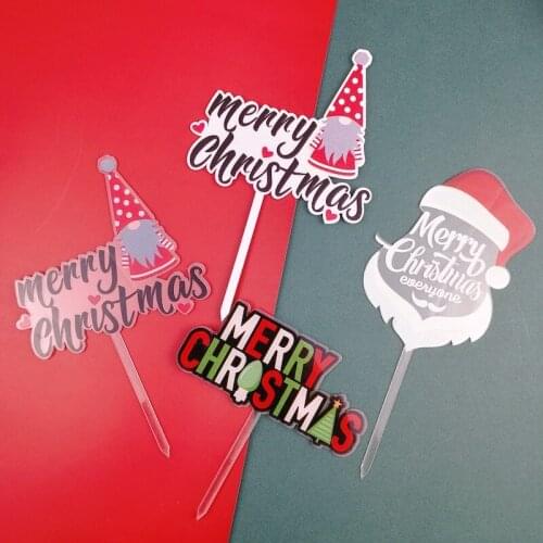 2020 New Acrylic Merry Christmas Cake Topper Gold Xmas Cupcake Toppers For Home Xmas Christmas Party Cake Decorations Supplies
