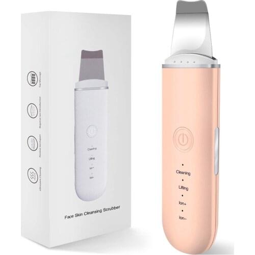 Ultrasonic Facial Skin Scrubber Cleaner Ion Acne Blackhead Remover Peeling Shovel Cleaner Facial Massager Skin Care