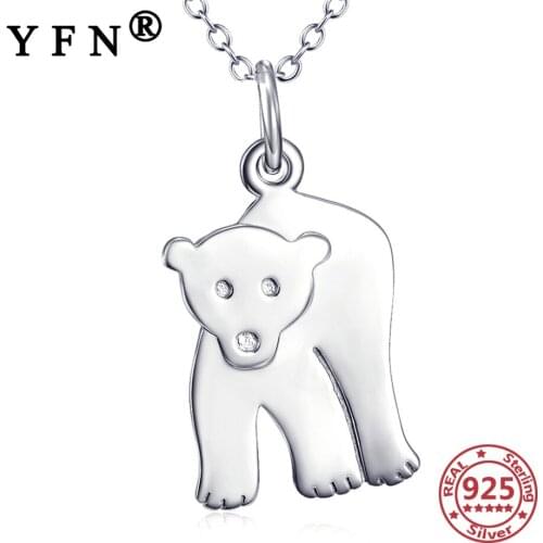YFN 925 Sterling Silver Bear Pendant Necklace Silver Chain Women 925 Jewelry Valentines Day Gift Girls Gifts Pendant Necklaces