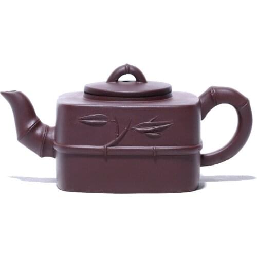 Yixing Purple Clay Teapot Fully Handmade Famous Teapot One Product Bamboo Teapot Hand-painted Bamboo Leaf Tea Set