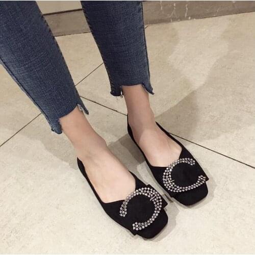 2021Spring Large Size Europe Fashion Square Toe Shoes Woman Retro Casual Flats Bow Suede Soft Sole Ladies Loafers Mujer Pisos