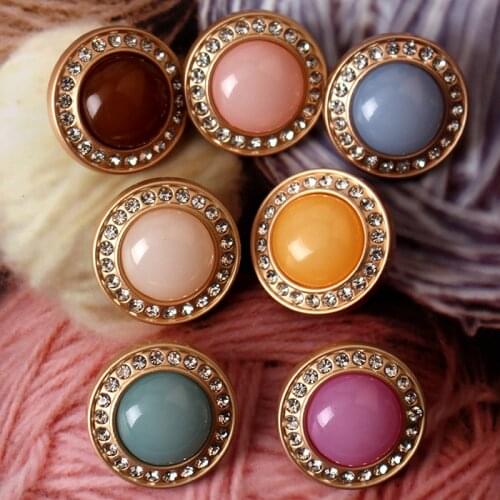 1lot=5pcs mix colour golden metal Diamond High-end round clothes Suit garment accessories DIY materials