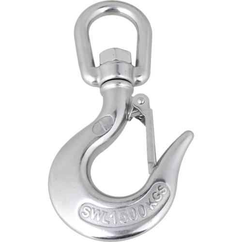 1Pcs Silver 304 Stainless Steel Trigger Round Swivel-Eye Lifting Snap Tone Hook with 1500KG Working Load Limit